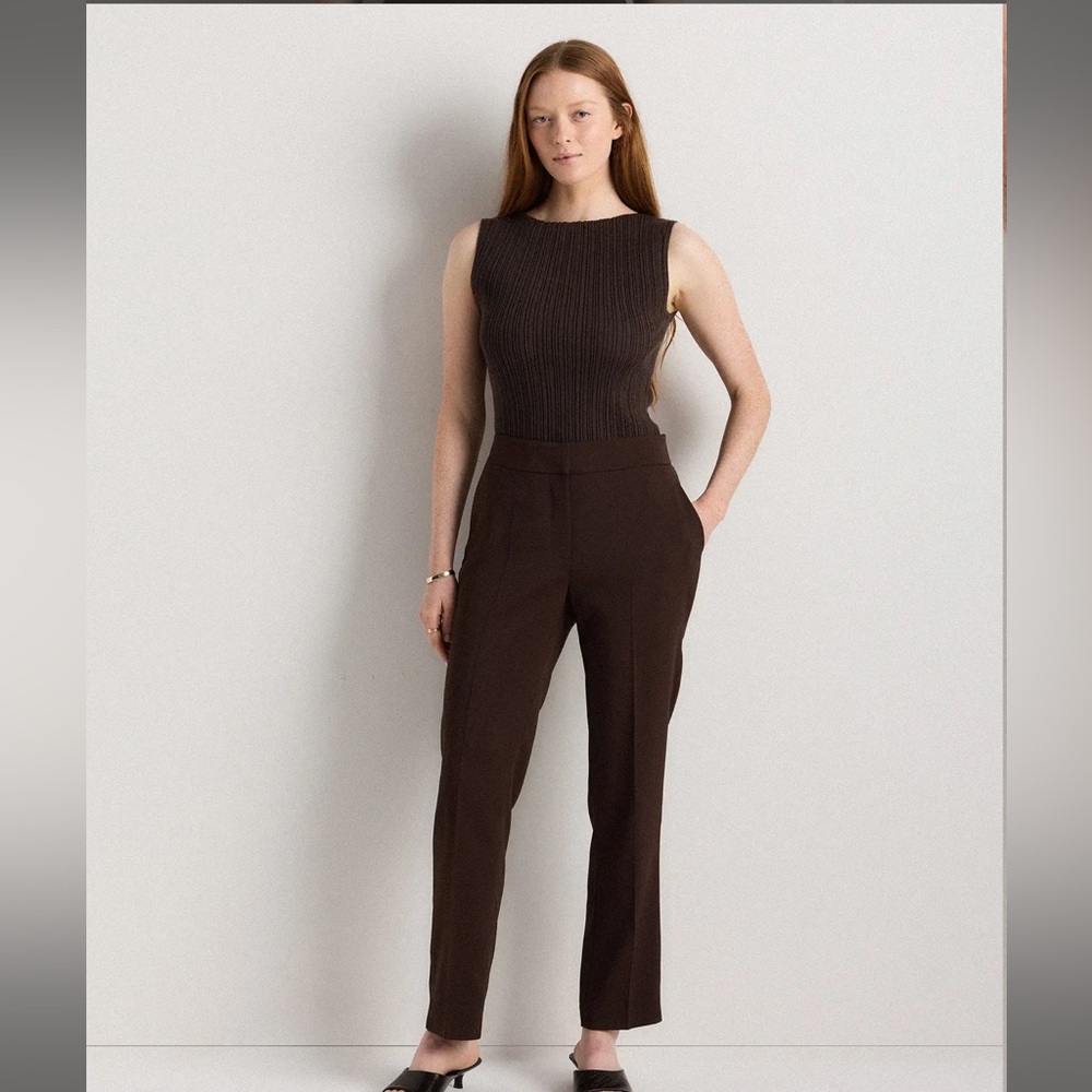 Quince Women's Coffee Bean Ankle Crepe Pant